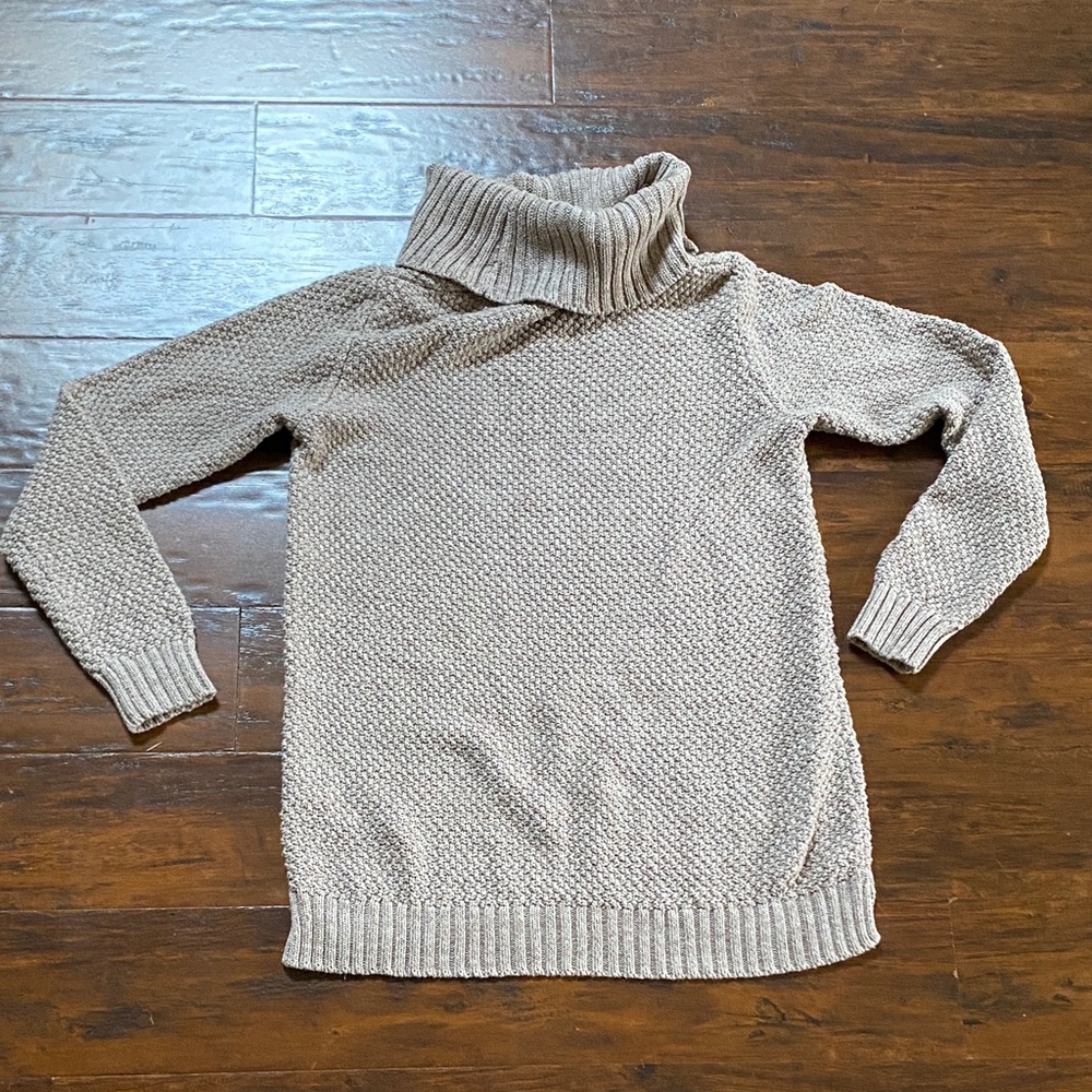 Hillary Radley Tan Turtleneck Cable Knit Sweater Size Medium